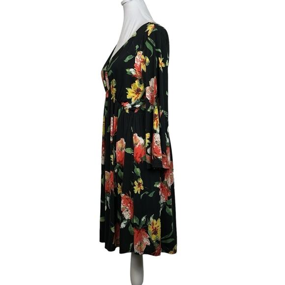 White Birch Dress Womens Size S Black Floral Silky Stretchy Feminine Colorful - Picture 2 of 10